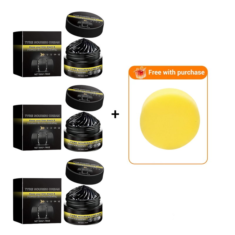 Tire wax – restores black gloss, blocks UV, repels dirt. Easy & quick!