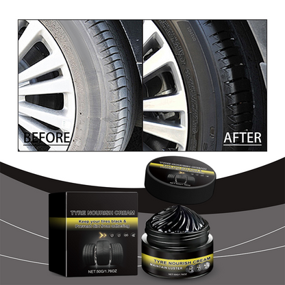 Tire wax – restores black gloss, blocks UV, repels dirt. Easy & quick!
