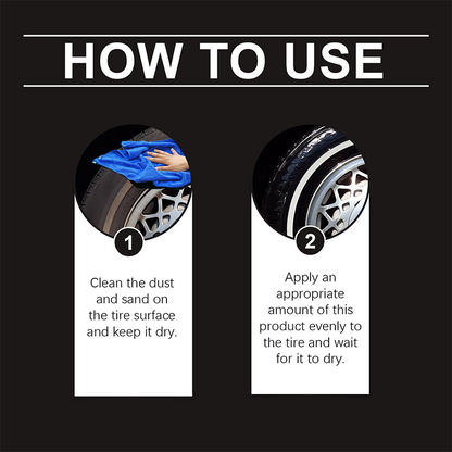 Tire wax – restores black gloss, blocks UV, repels dirt. Easy & quick!