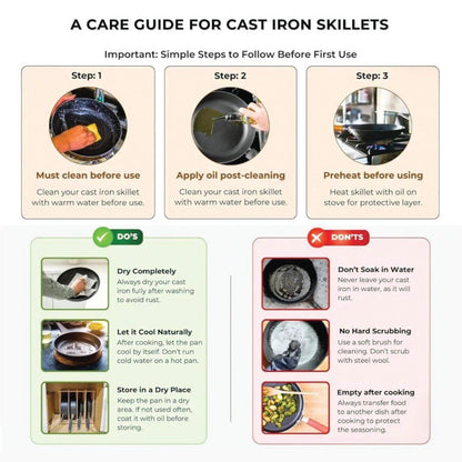 Cast Iron Non-Stick Cooking Pot with Grab Handles And Wooden Lid