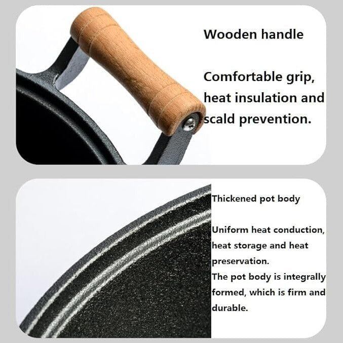 Multi-Functional Cast Iron Non-Stick Frying Pan With Lid & Ear Handles(30cm)