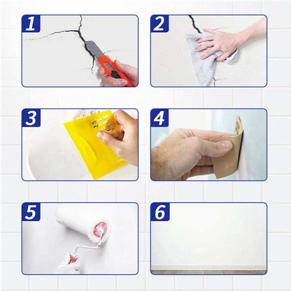 Elastic Crack Resistant Wall Repair Paste - Flexible & Waterproof Filler for Interior/Exterior Walls with Easy Application