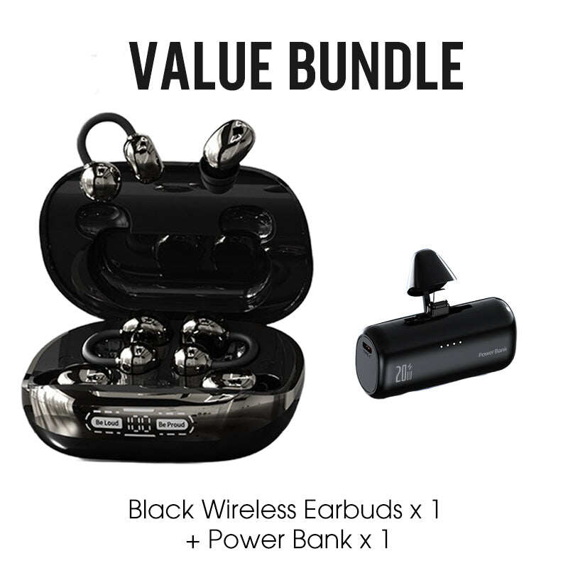 Bluetooth 6.0 Clip-On & In-Ear Wireless Earbuds