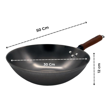 Heavy Duty Fine Iron Pan With Wood Handle
