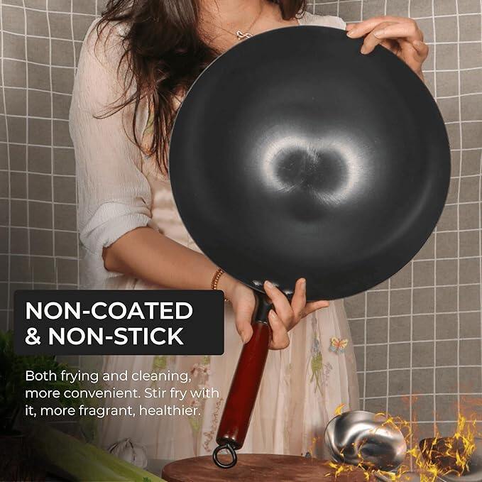 Heavy Duty Fine Iron Pan With Wood Handle
